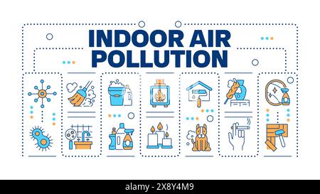Indoor air pollution word concept isolated on white Stock Vector
