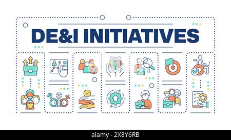 DEI initiatives word concept isolated on white Stock Vector