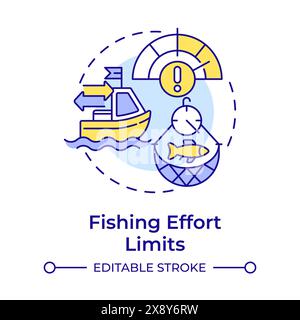 Fishing effort limits multi color concept icon Stock Vector