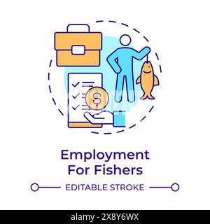 Employment for fishers multi color concept icon Stock Vector