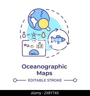 Oceanographic maps multi color concept icon Stock Vector