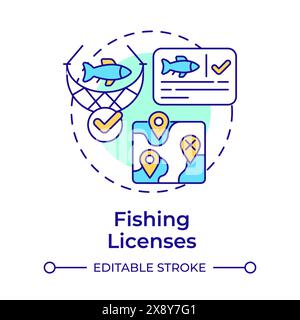 Fishing licenses multi color concept icon Stock Vector