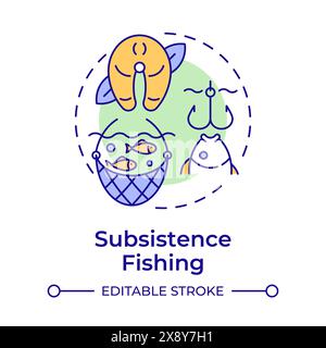 Subsistence fishing multi color concept icon Stock Vector