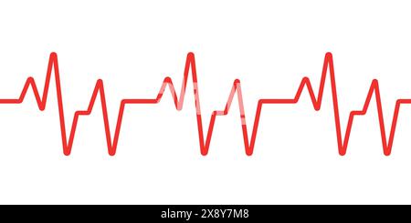 pulse line vector template on white back. Art design health medical heartbeat pulse vector template. Heart pulse. Red and white colors. Stock Vector