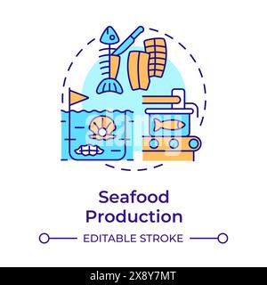 Seafood production multi color concept icon Stock Vector