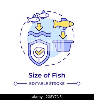 Size of fish multi color concept icon Stock Vector
