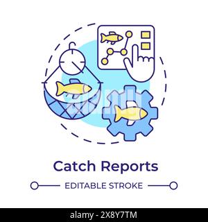Catch reports multi color concept icon Stock Vector