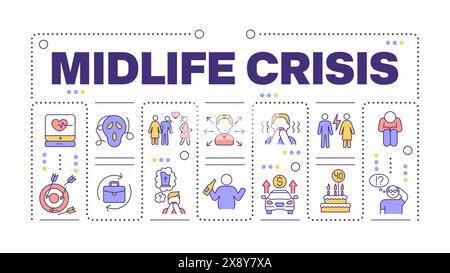 Midlife crisis word concept isolated on white Stock Vector