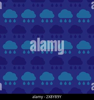 Rainy cloud. Seamless pattern of rainy clouds. Bad weather symbol. Vector illustration. Stock Vector