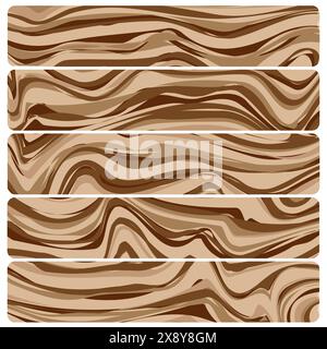 Five wooden boards. Vector abstract wood texture in flat design. Stock Vector