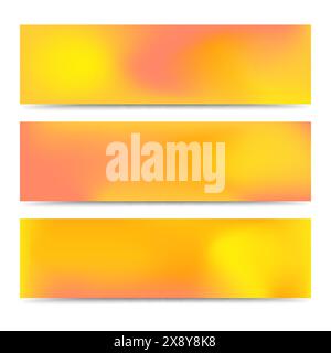 Smooth abstract blurred gradient yellow banners set. Abstract Creative multicolored background. Vector illustration Stock Vector