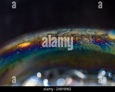 Soap bubble.Rainbow colors created by soap, bubbles, art on the wall, mixed colors of oil producers can use background, Fancy Dream Cloud of mixed oil Stock Photo