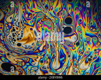 Soap bubble.Rainbow colors created by soap, bubbles, art on the wall, mixed colors of oil producers can use background, Fancy Dream Cloud of mixed oil Stock Photo