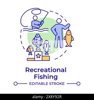 Recreational fishing multi color concept icon Stock Vector