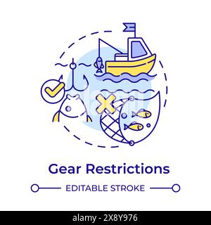 Gear restrictions multi color concept icon Stock Vector