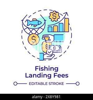 Fishing landing fees multi color concept icon Stock Vector