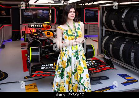 Alexandra Daddario, model pose for a photo during the Formula 1 Grand