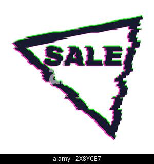 Distorted glitch sale banner with error effect on the edges and in text. Vector illustration. Stock Vector