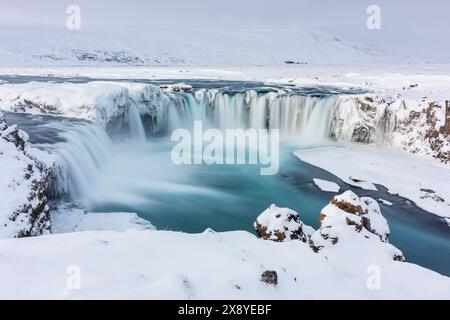 Iceland, Northeastern Region, Godafoss Waterfall Stock Photo