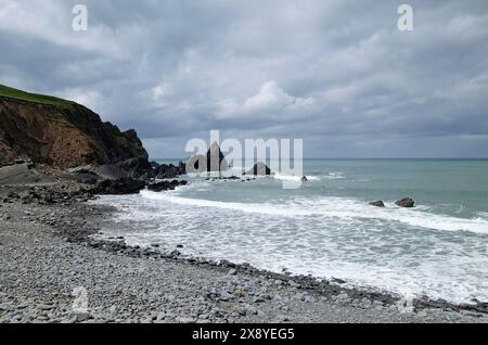 hartland abbey beach, north devon, england Stock Photo