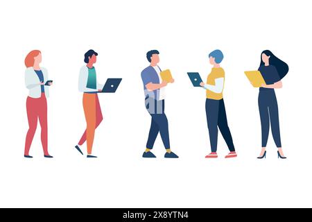 Group of working people isolated on white background. flat illustration. Stock Vector