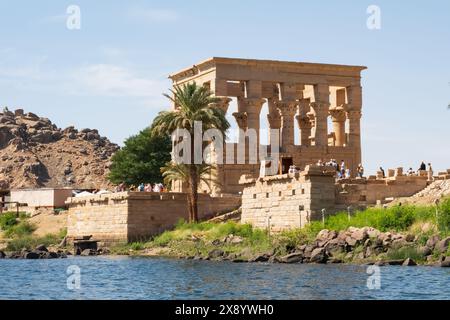 Trajans Kiosk, Philae Temple complex, Agilkia Island, Aswan Dam reservoir. Burial place of Osiris. Egypt Stock Photo