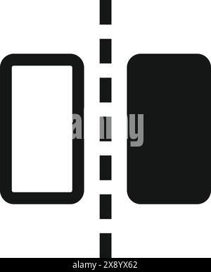 Vector illustration of stylized black and white smartphone and tablet icons with dividing line Stock Vector