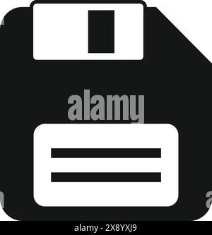 Black vector icon of a classic floppy disk, representing data storage Stock Vector