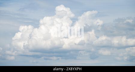 large spring cloud, cumulus cloud against white background Stock Photo
