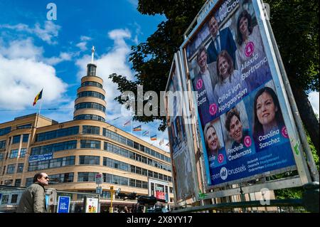 Brussels, Belgium. 16th May, 2024. Nicolas Landemard/Le Pictorium - Illustrations of election signs in Brussels - 16/05/2024 - Belgium/Brussels/Brussels - Various election signs are installed in the city in preparation for the various elections in the Belgian capital and Belgium during 2024. Credit: LE PICTORIUM/Alamy Live News Stock Photo