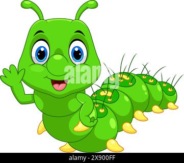 Funny cartoon worm  isolated on white background Stock Vector