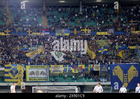 Verona, Italia. 26th May, 2024. Verona's supporters In action during the Serie A soccer match between Hellas Verona and Inter at the Marcantonio Bentegodi Stadium, north Est Italy - Sunday, May 26, 2024. Sport - Soccer (Photo by Paola Garbuioi/Lapresse) Credit: LaPresse/Alamy Live News Stock Photo