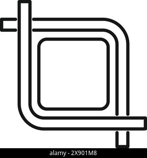 Black and white vector illustration of a square spiral, simple line art Stock Vector