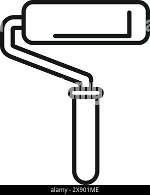 Vector illustration icon of a paint roller in simple line art, isolated on white background Stock Vector