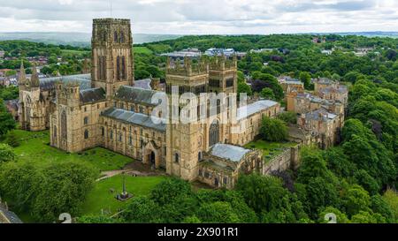 An aerial view of the Durham Cathedral, castle in Durham, UK Stock Photo