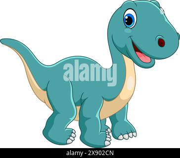 Cartoon funny Brontosaurus isolated on white background Stock Vector