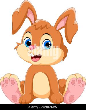 Happy bunny cartoon isolated on white background Stock Vector