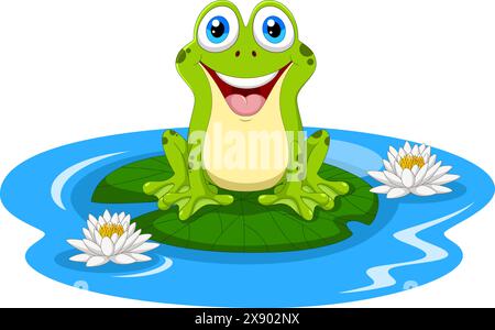 Cute frog cartoon isolated on white background Stock Vector