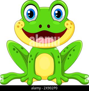 Cute frog cartoon isolated on white background Stock Vector