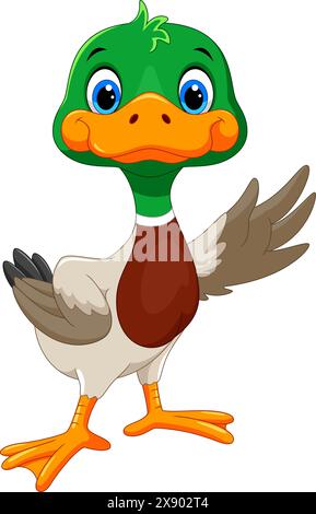 Cute duck cartoon isolated on white background Stock Vector