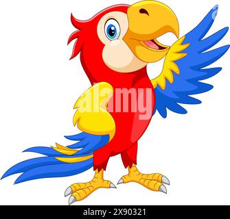 Vector illustration of Cute parrot cartoon isolated on white background Stock Vector