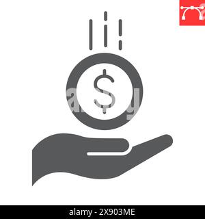 earned income icon, black vector sign with editable strokes, concept ...