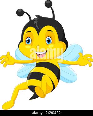 Cute honey bee cartoon flying Stock Vector