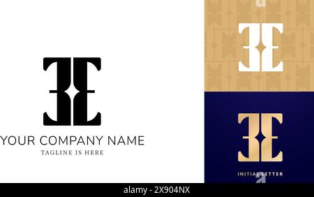 letter EE symmetrys logos design with a gold colors backgrounds for company logo icon element, personal names, business, fashion, branding company Stock Vector