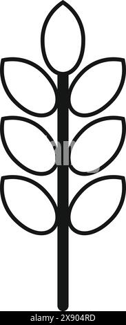 Simplified line art icon of an ear of wheat in black on a white background, suitable for various designs Stock Vector