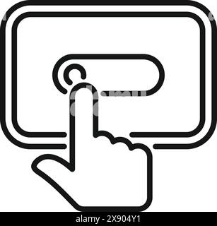 Simple line art of a finger tapping on a touchscreen, ideal for digital interface concepts Stock Vector