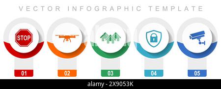 Home security icon set, miscellaneous vector icons such as stop sign, drone, house, cctv camera and padlockfor webdesign and mobile applications, mode Stock Vector