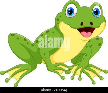 Cute frog cartoon isolated on white background Stock Vector