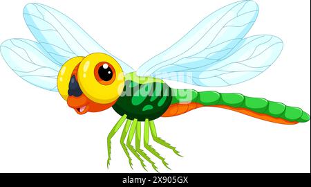 Cute dragonfly cartoon isolated on white background Stock Vector