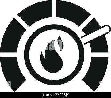 Black and white firefighter badge featuring a central flame and crossed axes Stock Vector